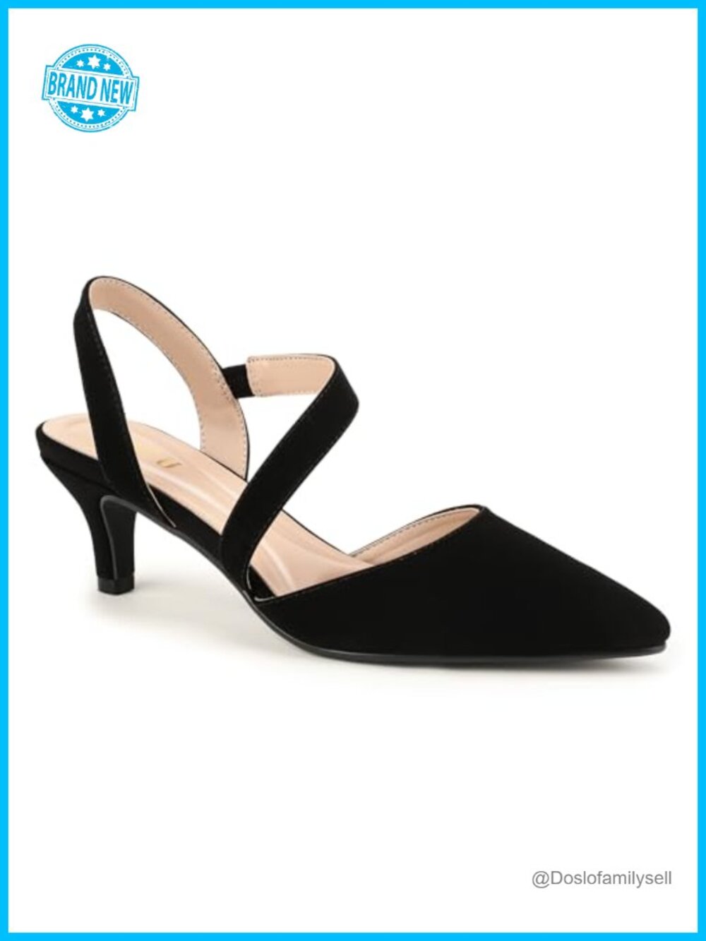 IDIFU Women's Pointed Toe Kitten Low Heels Pumps Slingback